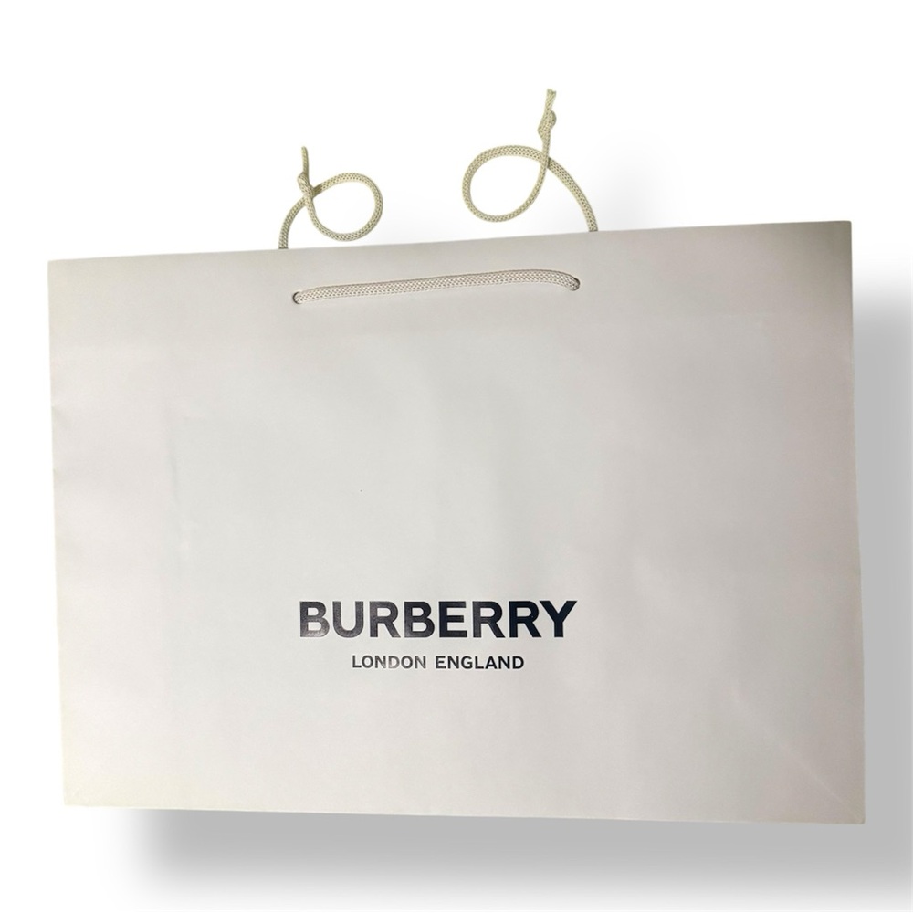 Burberry Paper Shopping Bag in White with Black Logo